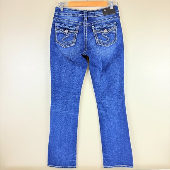 Silver Suki Mid Slim Bootcut Jeans W29 L33 Dark Wash - Picture 2 of 10